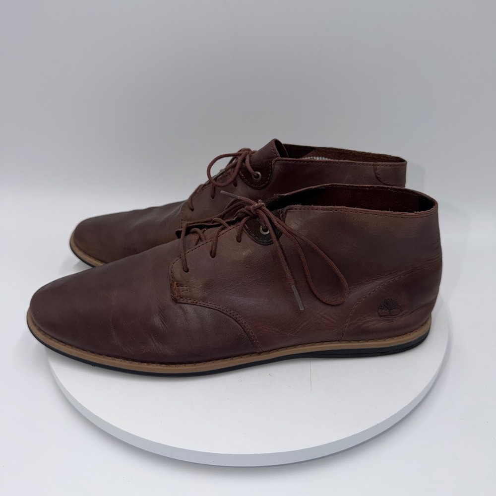 Timberland Revenia Chukka Boots Mens 10 Dark Brown Leather Lace Up Ankle